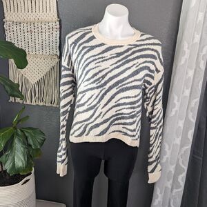 Sincerely Jules Cozy Zebra Print Crewneck Sweater - Size Small